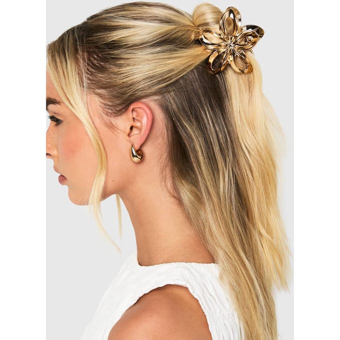 boohoo Dames Gouden Bloemklauw Clip | Gold