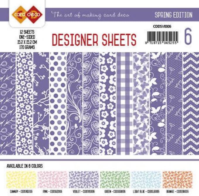 Card Deco Designer Sheets Spring Edition paars - 15 x 15cm