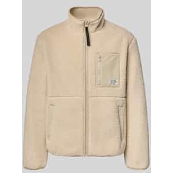 Regular fit teddy- / imitatiebontjack met borstpaspelzakken