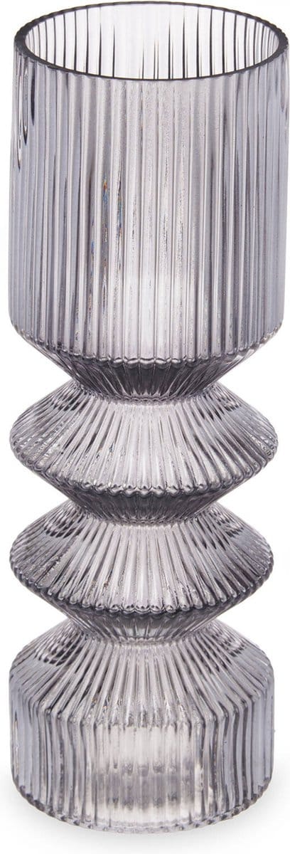 Vaas van geribbeld glas, 8 x 23 cm