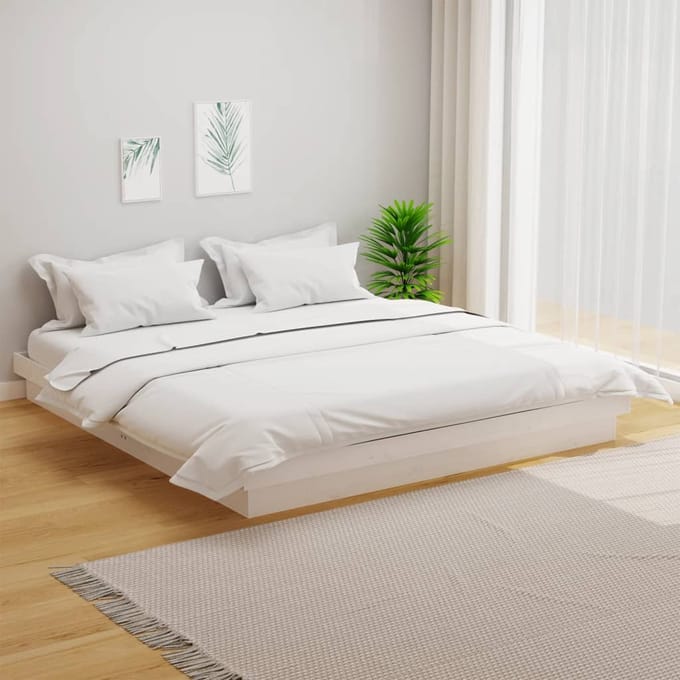 vidaXL - Bedframe - massief - hout - wit - 160x200 - cm