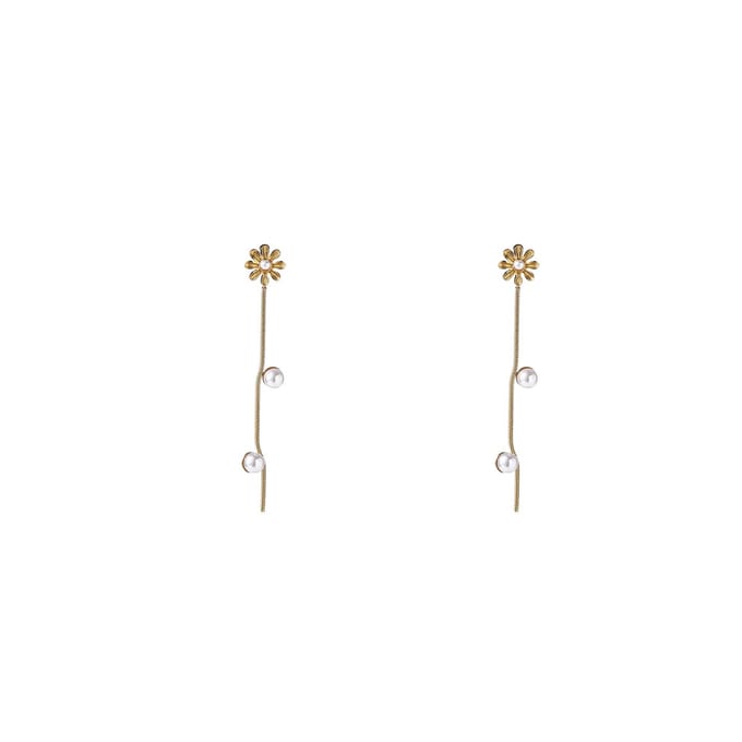 Go Dutch Label Oorknoppen Pearly Flower Goud