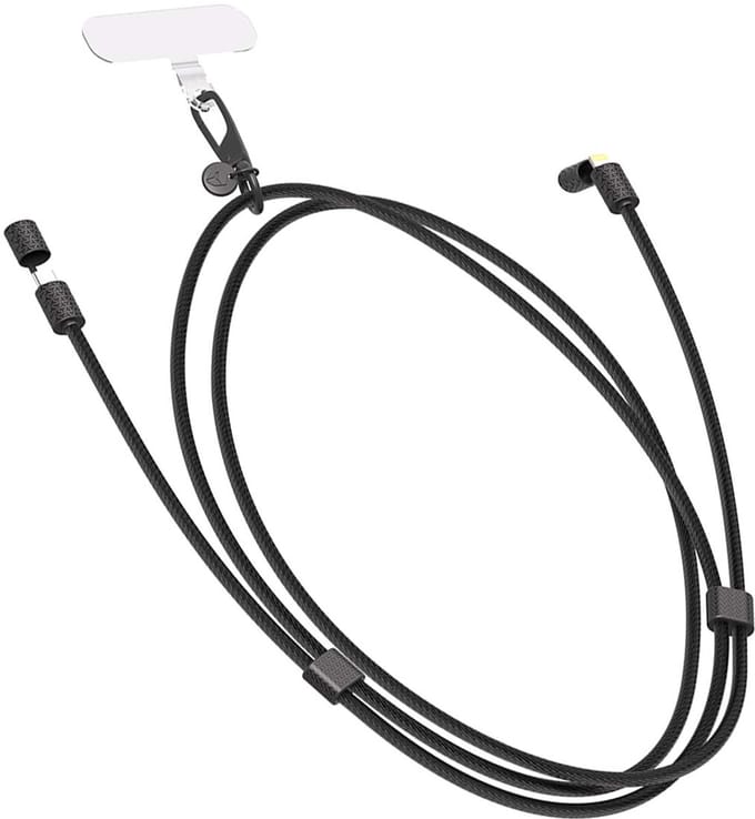 Force Case, Draagkoord Oplaadkabel USB-C naar Lightning 60W - 3A PD, Zwart