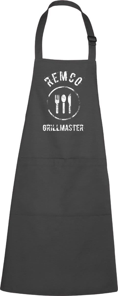 mijncadeautje - luxe keukenschort - Grillmaster BBQ - met naam - chique grijs