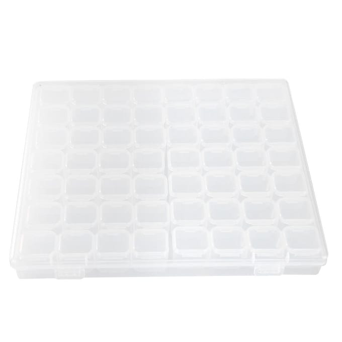 Boîte de Rangement Organisateur en Plastique à 56 Compartiments pour Accessoires de Nail Art, Décorations, Bijoux, Strass white