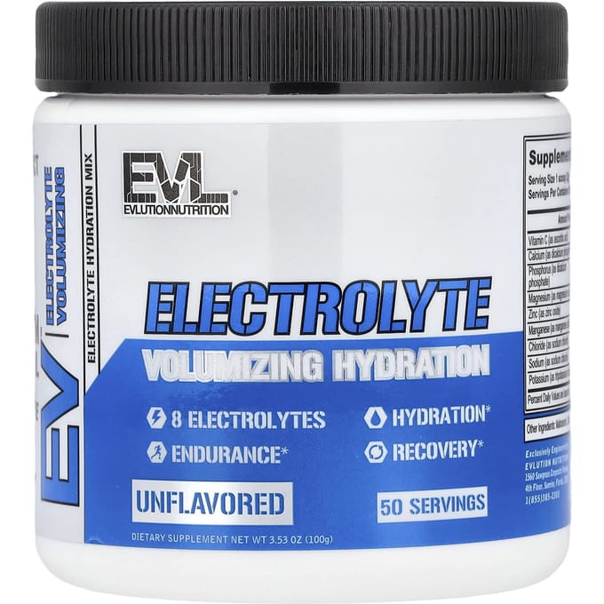 EVLution Nutrition, Elektrolyt, Verbeterde Hydratatie, Ongezoet, 100g (3,53 oz)