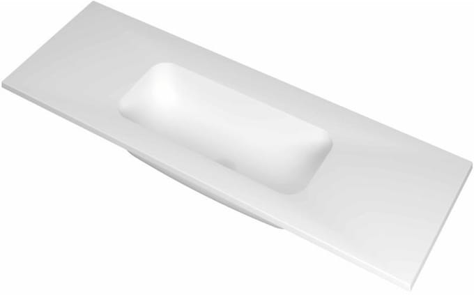 INK Reflekt Wastafel Polystone Midden Zonder Kraangat - 1200x400x15 mm - Mat Wit