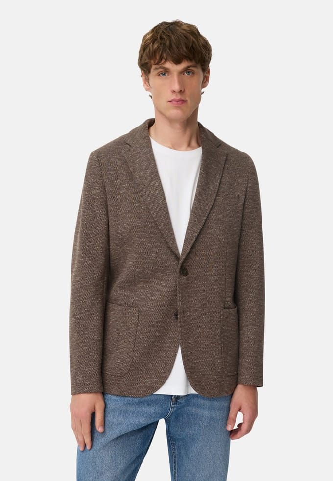 camel active 2-knoops colbert in katoenmix - Maat menswear-50 - Bruin