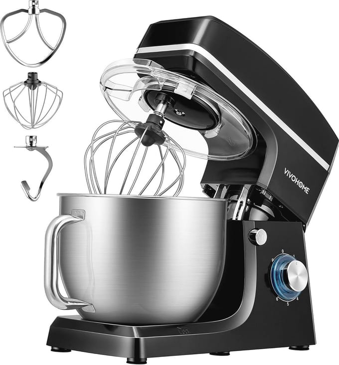 7.5 Quart 660W 6-Speed Stand Mixer - Zwart