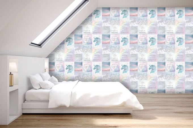 Unicorn Eenhoorn Behang 53cm breed 10m Lang papierbehang