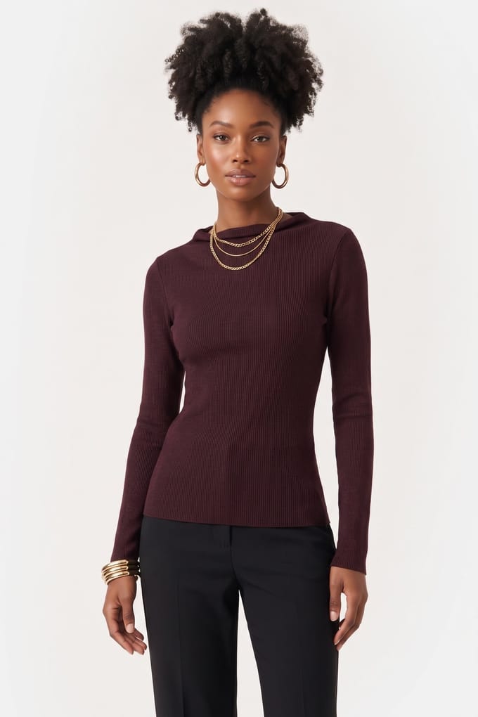 ARKET Moma Wool Rib Mock Neck Red Taglia: XXS | Maglie a manica lunga Outlet | Donna | Rosso