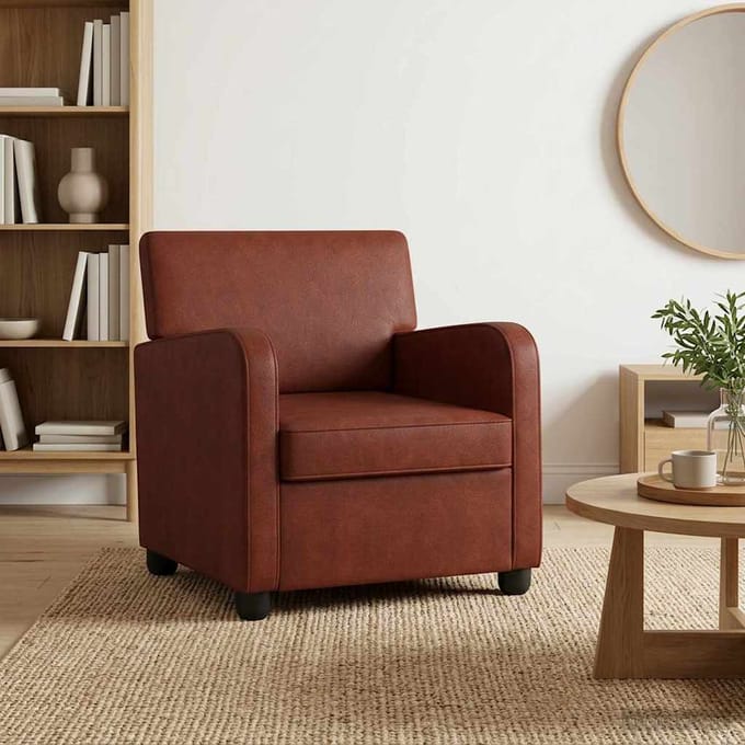 vidaXL - Fauteuil - Antiek - glanzend - bruin - Kunstleer