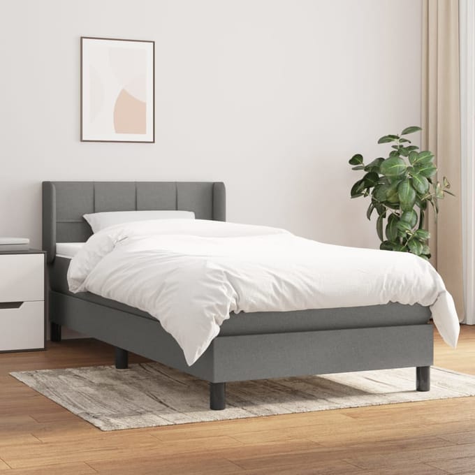 vidaXL - Boxspring - met - matras - stof - donkergrijs - 100x200 - cm