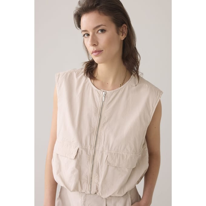 Summum Woman Gilet Summer Plain Weave Pebble Beige Größe: M | Gilets Outlet | Damen | Braun