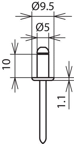 Dehn Blindklinknagel 5mm 10mm Al V2A DIN 7337 EN 15979 - 528610 [10 stuks]