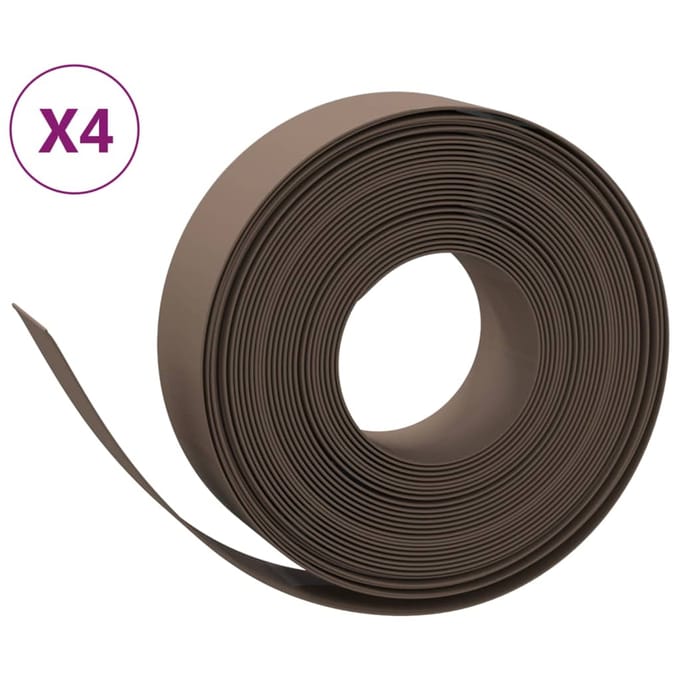 vidaXL - Tuinranden - 4 - st - 10 - m - 15 - cm - polyetheen - bruin