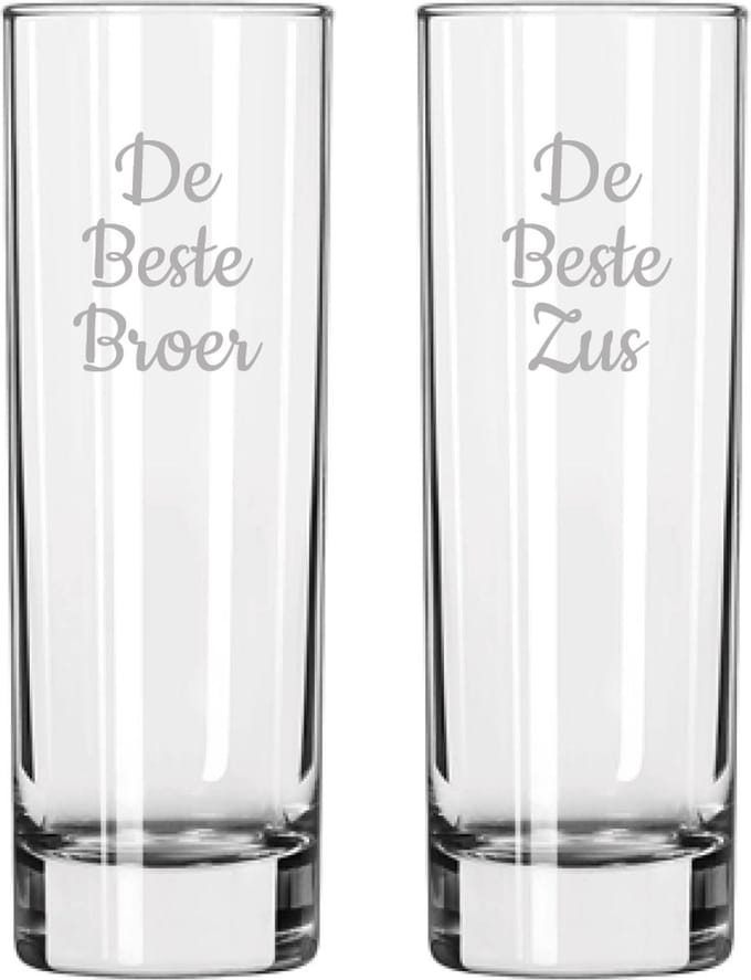 Gegraveerde longdrinkglas 22cl De Beste Broer- De Beste Zus