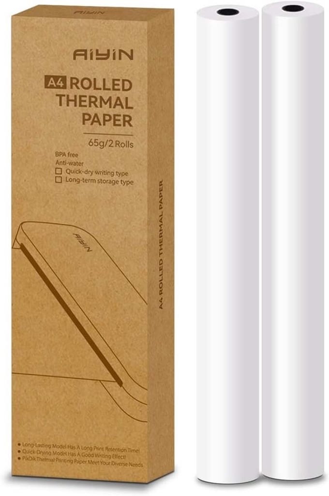 A4 Sneldrogend Thermisch Papier 2 Rollen Omgekeerd Gewikkeld 6.4m/Rol - US Letter Formaat S