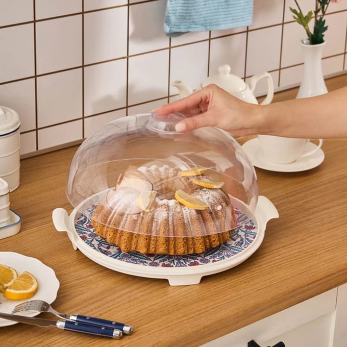 Karaca Mar – Cake Dome met Standaard – 35 cm Multikleur - Porselein