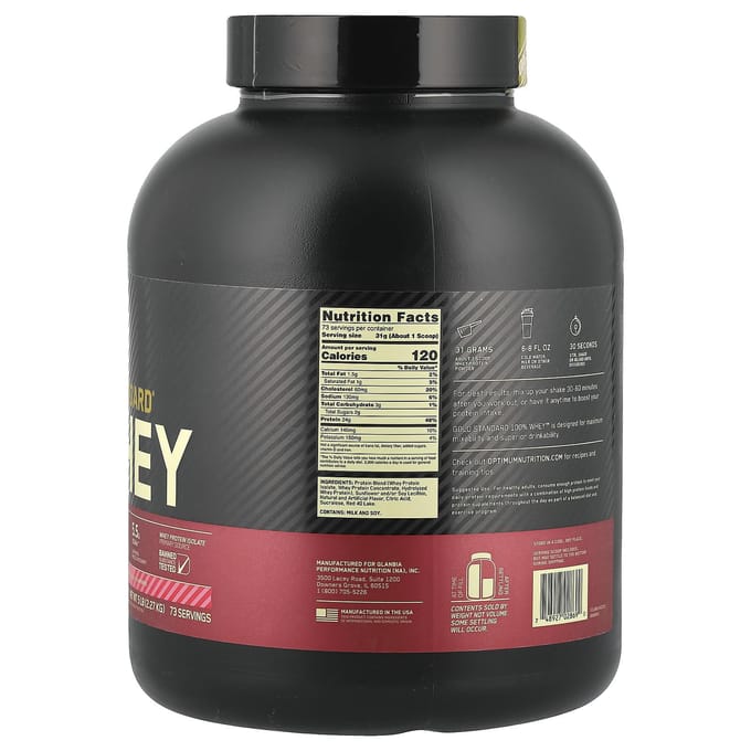 Gold Standard 100% Whey, Heerlijke Aardbeiensmaak, 2,27 kg(5 lbs)