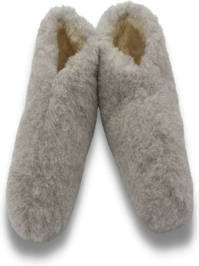 wollen sloffen 100% wol pantoffels -grijs laag model- maat 41