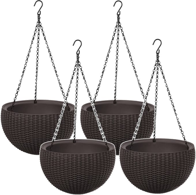 Keter Sphere - Set van 4 stuks Hangende bloempot - Hangpot - Bruin