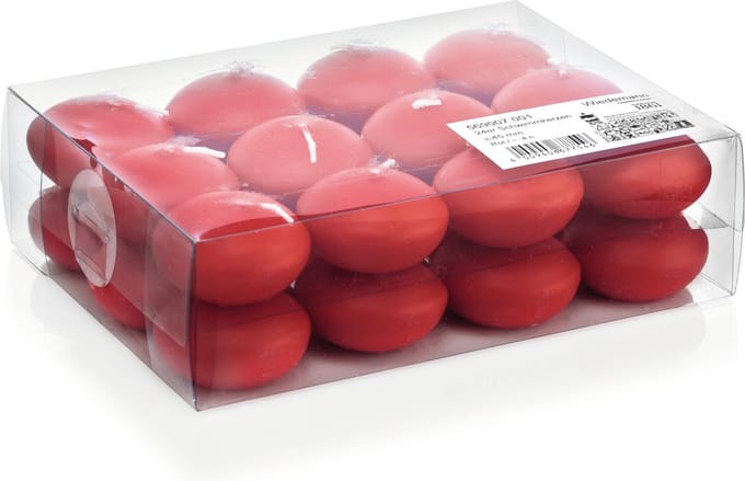 Trend candles Drijfkaarsen - 24x - rood - 4,5 cm - 4 branduren