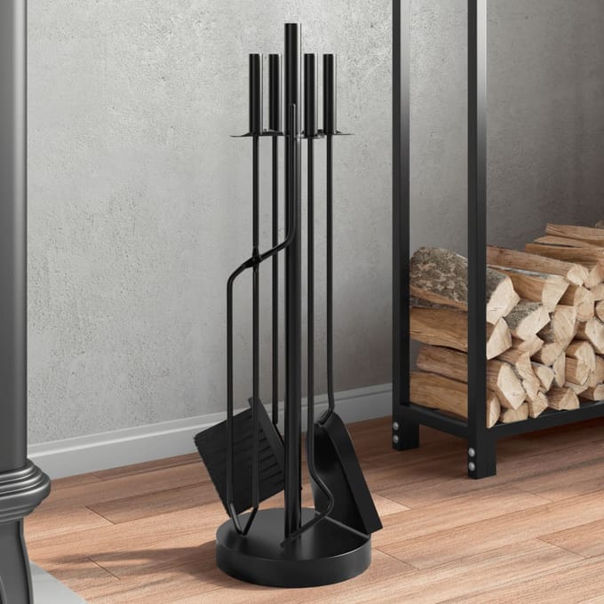 Vidaxl Ensemble d'Accessoires de Cheminée en 5 Parties, 18x66 cm, Acier