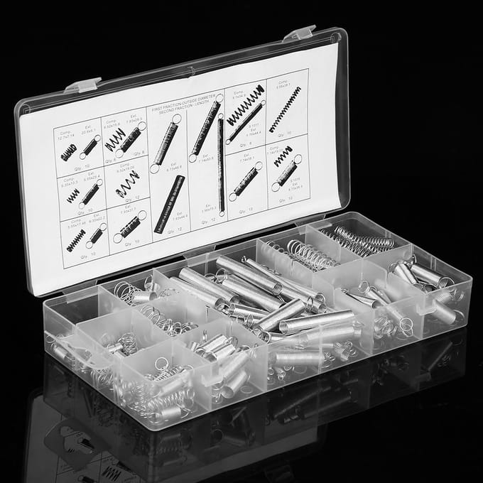 200 stuks Set 20 Maten Koolstofstaal Compressie Trekveren Assortimentskit met Doos white