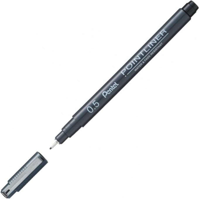 Pentel S20P Fineliner-pen 0,5 mm zwart