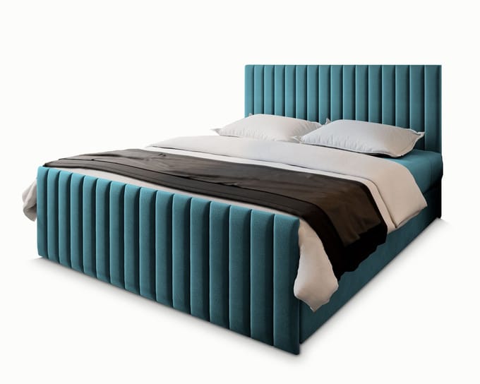 Boxspring ARION 180x200 cm met matras en topper, bedkasten - Blauw
