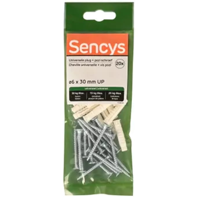 Sencys Universele Plug Nylon - Diam. 6x30mm - 20 Stuks