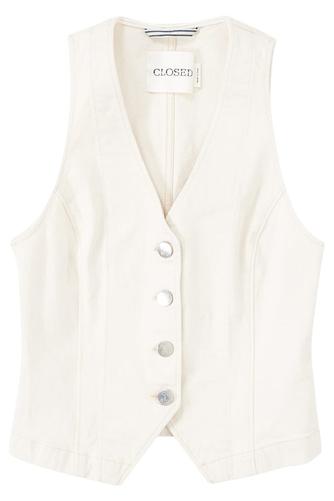 Closed Fitted Denim Waistcoat Shirts & Blouses Ivory Taglia: M | Gilet Outlet | Donna | Blu