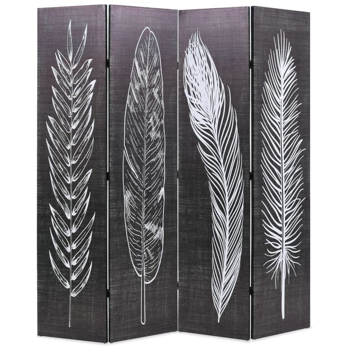 vidaXL - Kamerscherm - inklapbaar - veren - 160x170 - cm - zwart - en - wit