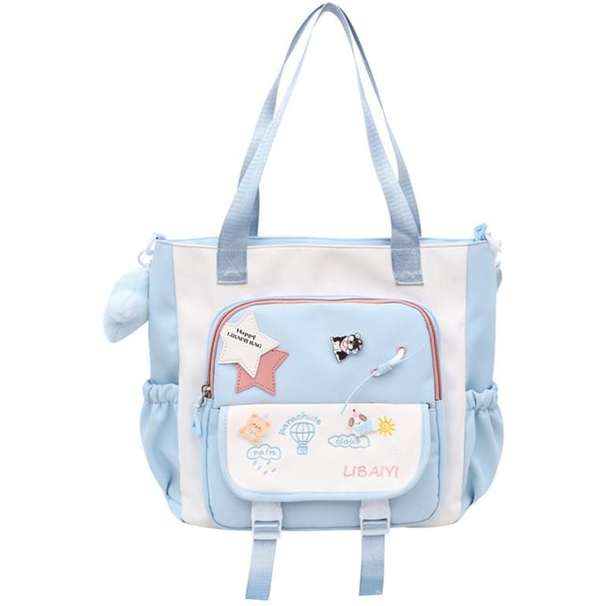 Schooltas Middelbare School Meisjes' Grote Capaciteit en Hoge Waarde Ins Wind Niche Rugzak Tweedelige Tutorial Tas Lichte Rugzak white