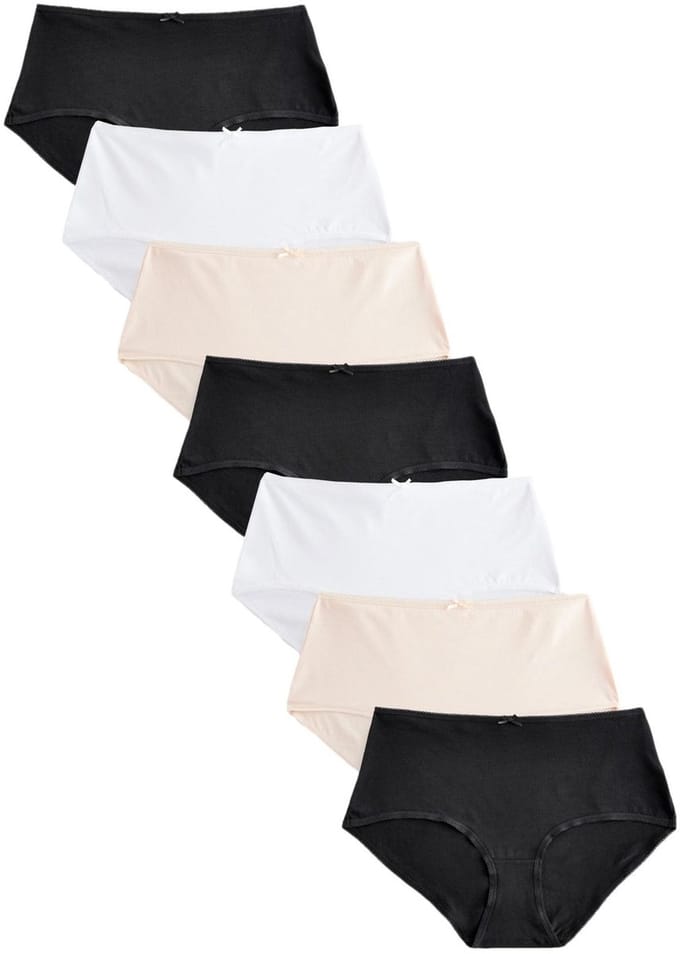 Next - Dames - Set van 7 katoenrijke midi slips - Zwart