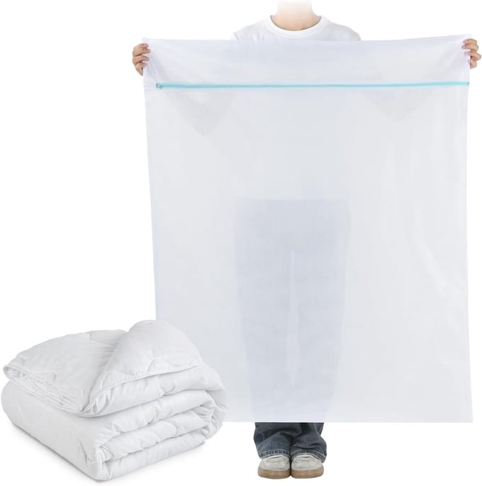 Groot wasnet 90 x 110 cm van polyester, robuuste waszak met ritssluiting voor dekens, truien en beddengoed