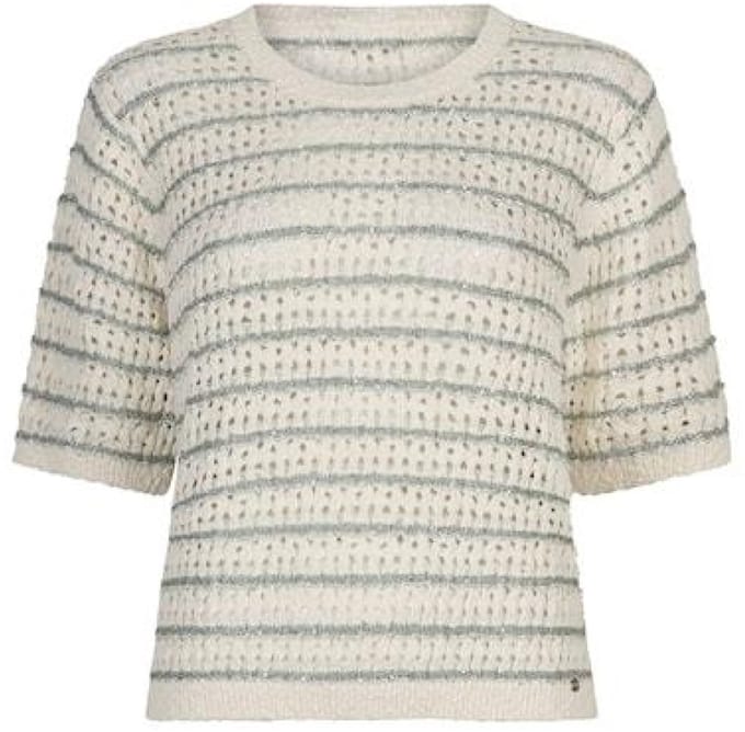 Red Button beige dames trui   Ronde hals   Regular fit   Streep patroon   3/4 mouw Beige XS