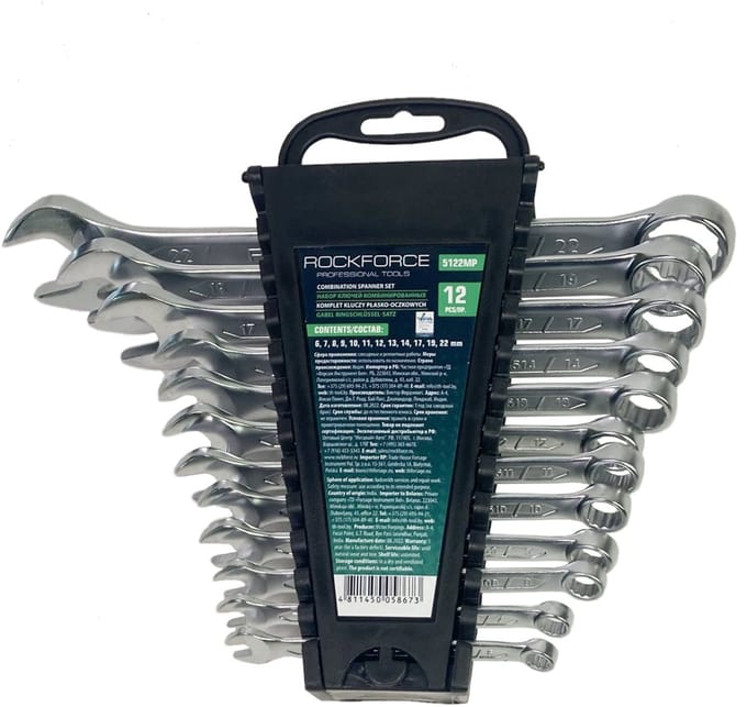 Rockforce - Serie - Ringsleutel - CrV Staal - 6-22 mm - 12 stuks