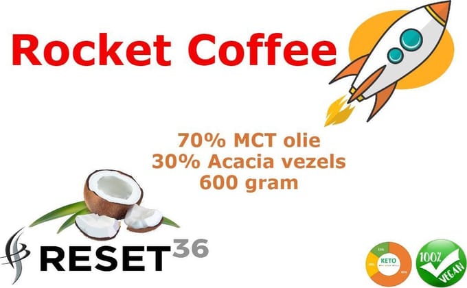 Rocket Coffee - 70% MCT Olie - 30% Acacia Vezels - 600 gram - RESET36