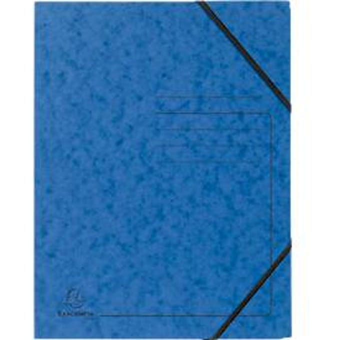 Exacompta hoekmap, DIN A4, met elastiek, te labelen, Colorspan karton, 355 g/m², blauw