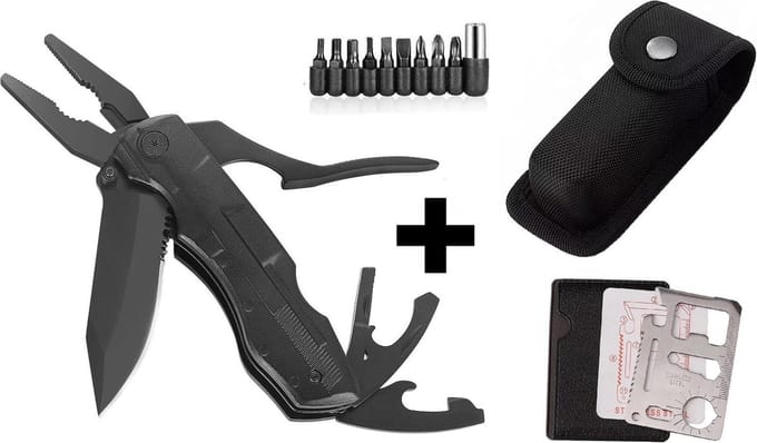 PLAY IT Zakmes Multitool 14 in 1 Incl. Draagetui + Multikaart