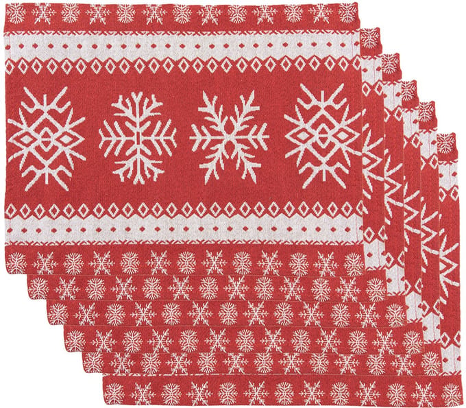 Clayre & Eef Placemats Set van 6 33x45 cm Rood Polyester