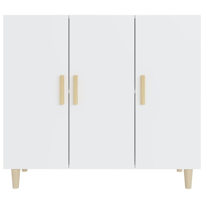 vidaXL - Dressoir - 90x34x80 - cm - bewerkt - hout - wit