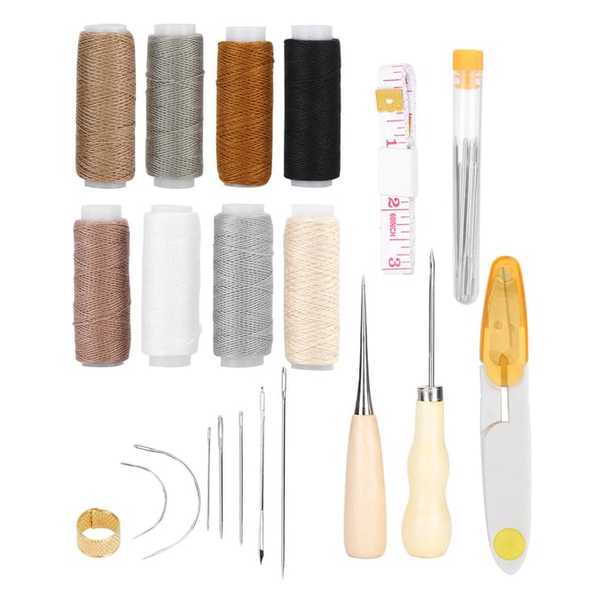 29-delige leren naaikit Naalden Draad Schaar Reparatiegereedschap DIY Handgemaakte Knutselset gray
