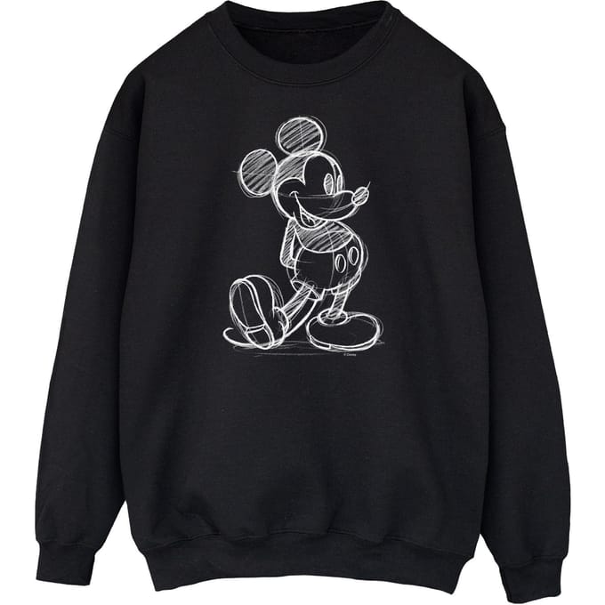 Disney Heren Mickey Mouse Sketch Kick Sweatshirt (Zwart)