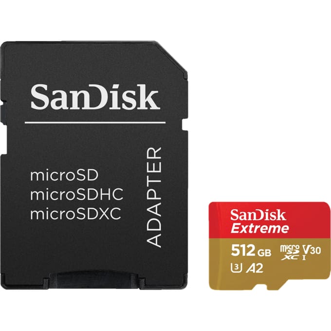 SanDisk Extreme microSDHC-kaart 512 GB Class 10 UHS-I Schokbestendig, Waterdicht