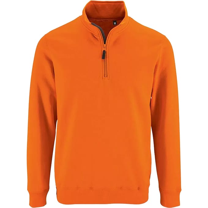 SOLS Heren Stan Contrast Zip Neck Sweatshirt (Oranje)