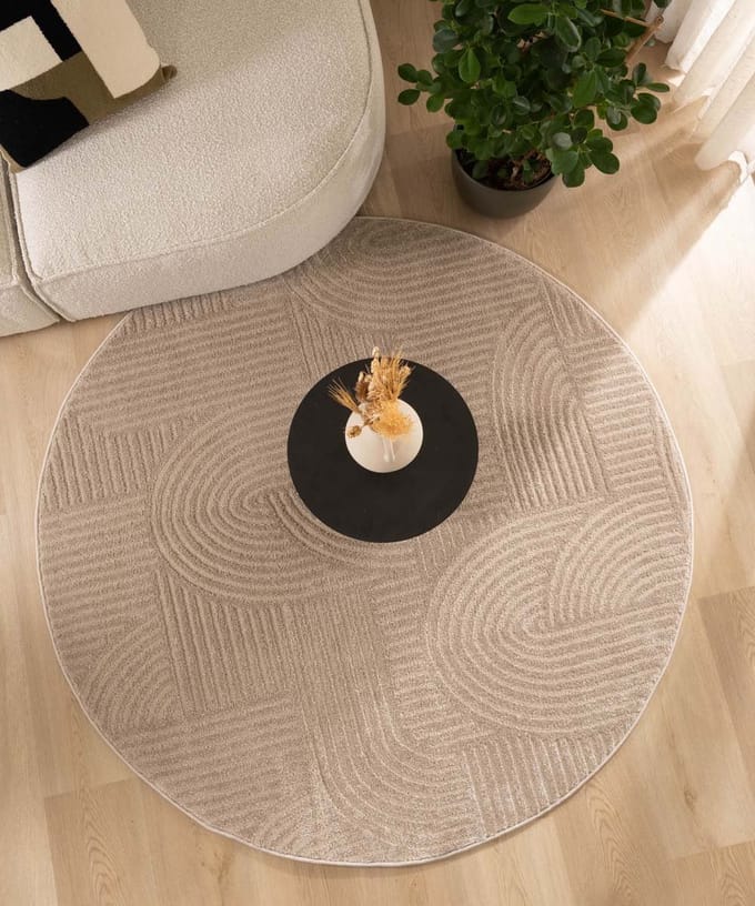 Scandinavisch vloerkleed rond - Contour Bend beige 200