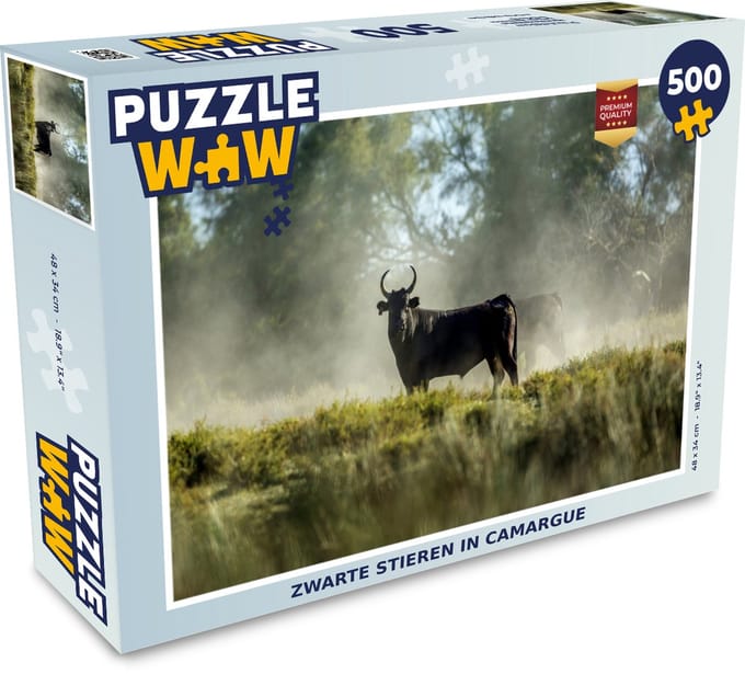 Puzzel Zwarte stieren in Camargue - Legpuzzel - Puzzel 500 stukjes